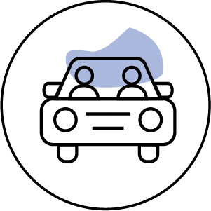 Icône du service accompagnement transport bénévole en fond blanc